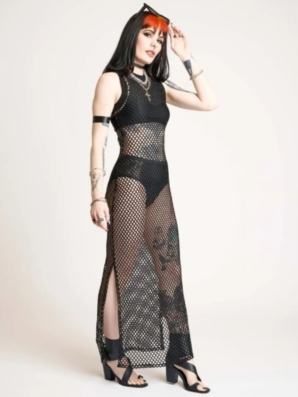 Black Fishnet Maxi Dress